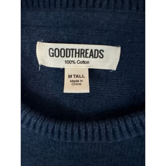 GOODTHREADS Navy Knit TIGER Crew Neck Long Sleeved Sweater Mens Medium Tall MT - Picture 3 of 4